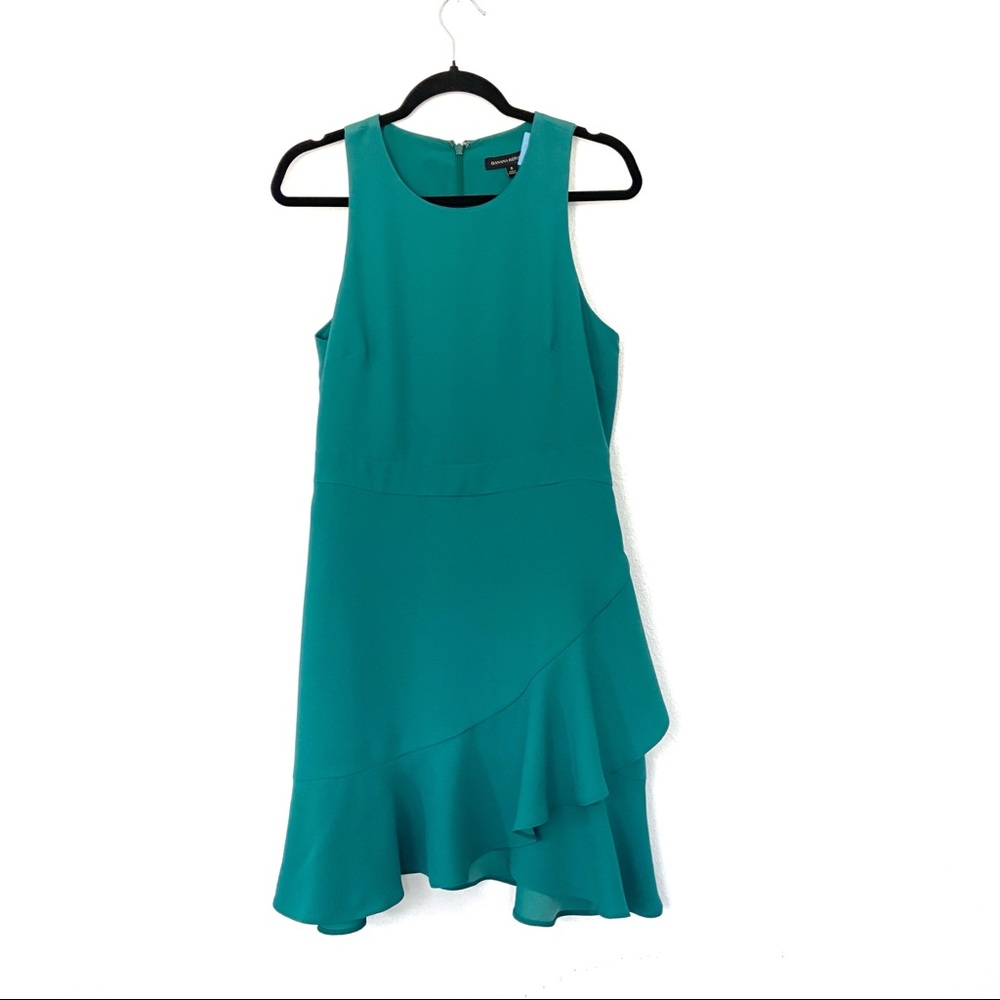 Banana Republic teal green ruffle wrap racerback dress size 8
